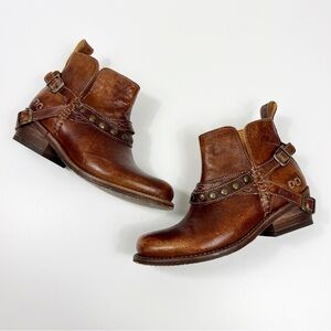 Bed Stu Germinate Boots Studded Ankle Booties Western Tan Boho Size 6